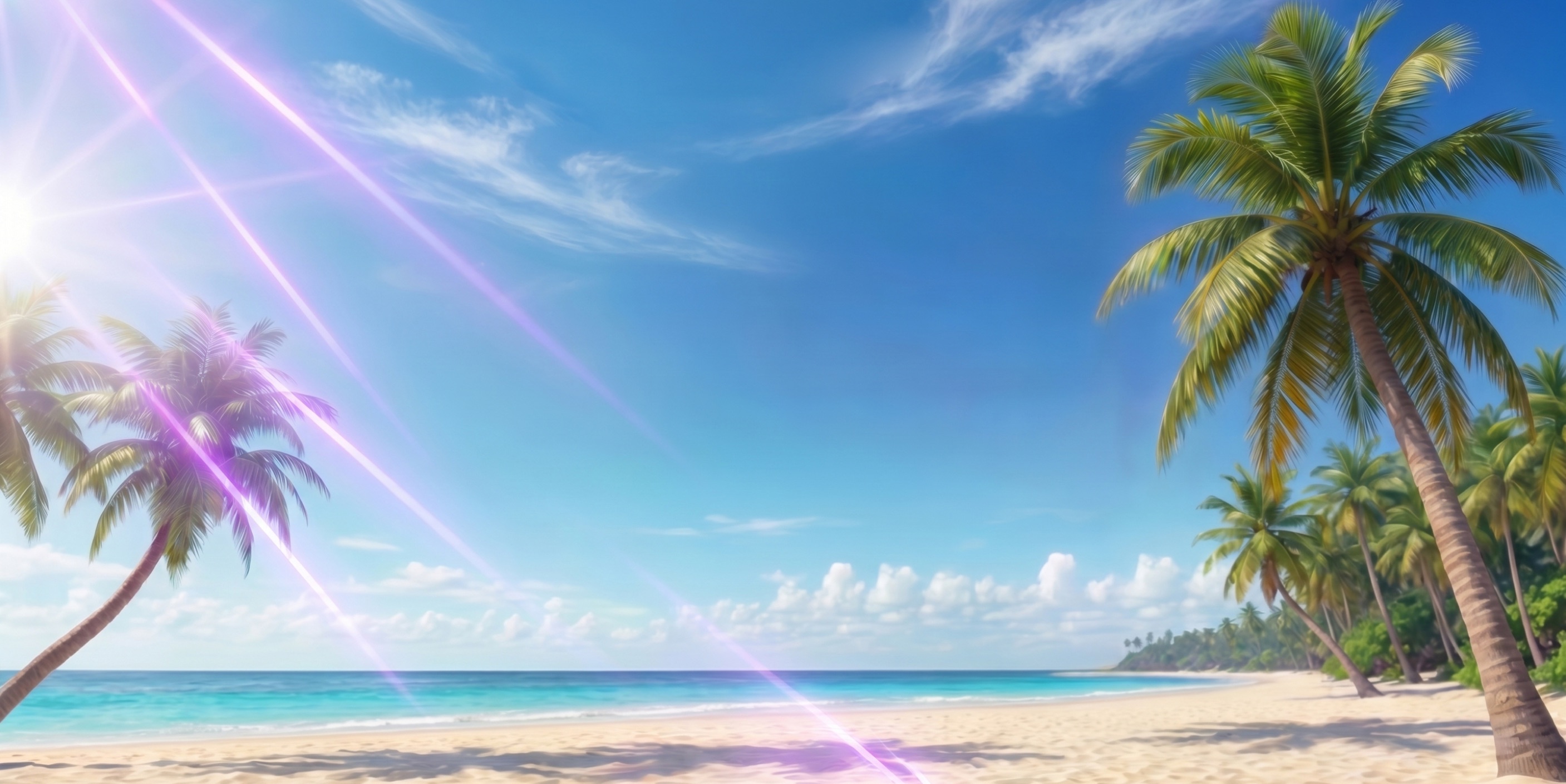 Playa tropical con palmeras, escenario de la ruleta de Your Loot